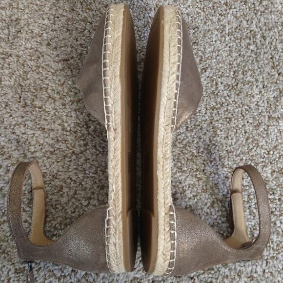 Eileen Fisher Metallic Lala Espadrille Flats Sandals Zip Back 8.5 Taupe - Picture 7 of 10